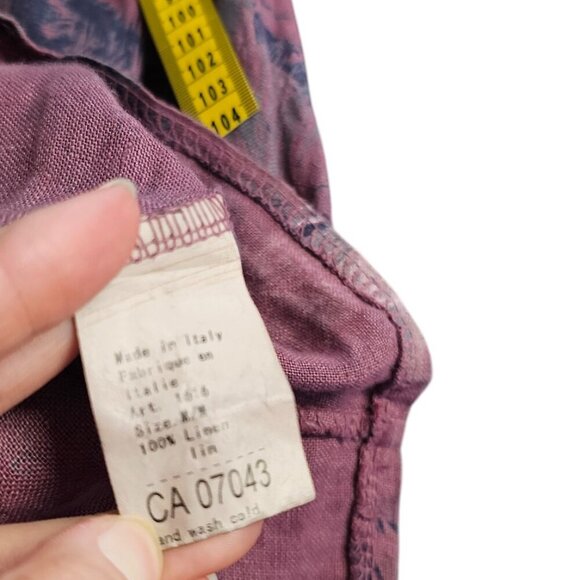 Vanessa Alexandra Italy 100% Linen V-Neck Printed Maxi Dress, Boho, Size Medium - Picture 5 of 7